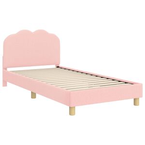 vidaXL Cama para ni&ntilde;os con cabecero Rosa 90 x 200 cm Tela de Oveja
