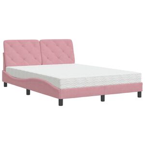 vidaXL Cama con colch&oacute;n terciopelo rosa 140x200 cm
