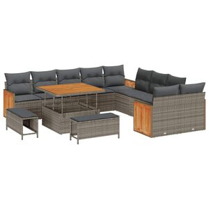 vidaXL Conjunto de sof&aacute;s de jard&iacute;n 17 uds. 12-N&uacute;mero de plazas Gris