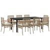 vidaXL Set comedor de jardín 9 pzas con cojines ratán sintético beige