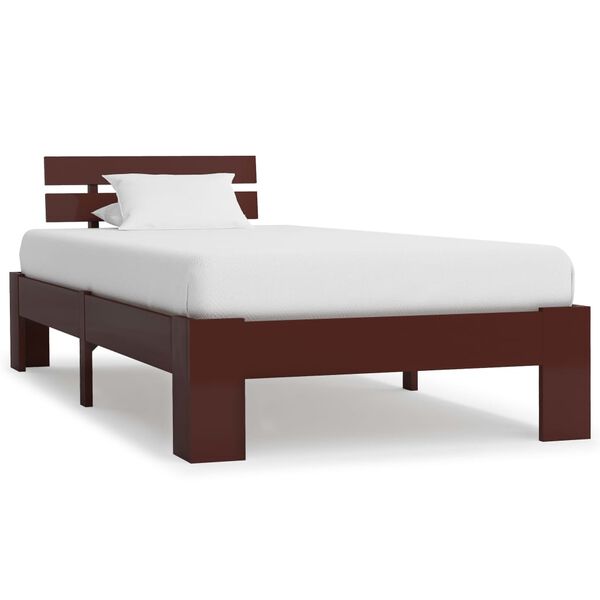 vidaXL Estructura cama sin colch&oacute;n madera pino marr&oacute;n oscuro 90x200 cm