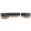 vidaXL Set de muebles de jard&iacute;n 10 pzas y cojines rat&aacute;n sint&eacute;tico gris