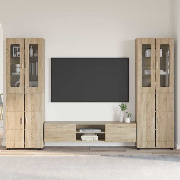vidaXL Conjunto de mueble de TV Roble Sonoma Madera de ingenier&iacute;a