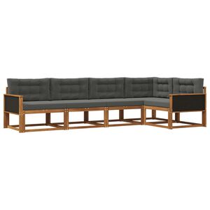 vidaXL Conjunto de sof&aacute;s de exterior 5 pcs Natural y Antracita
