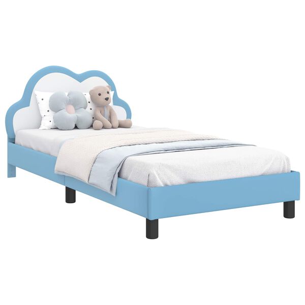 vidaXL Estructura de cama con cabecera Azul 90 x 190 cm PU