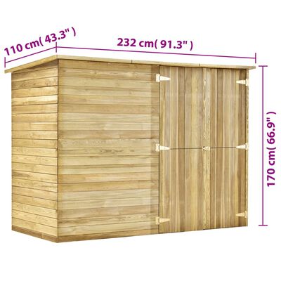 vidaXL Cobertizo para jardín de madera pino impregnada 232x110x170 cm