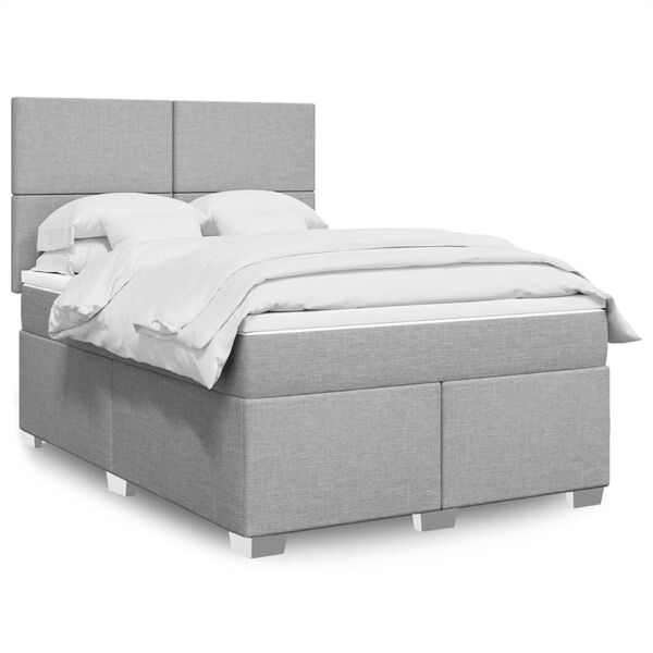 vidaXL Cama box spring con colch&oacute;n tela gris claro 160x200 cm