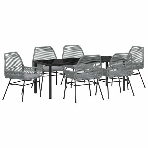 vidaXL Conjunto de Comedor de Jard&iacute;n 7 pcs Gris rat&aacute;n sint&eacute;tico