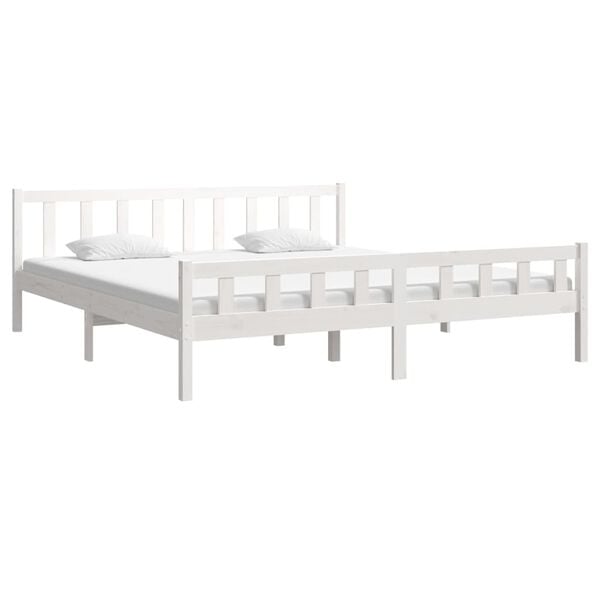 vidaXL Estructura de cama sin colch&oacute;n madera maciza blanco 160x200 cm