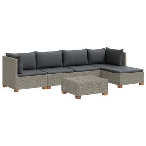 vidaXL 6 uds. Conjunto de Lounge de Rat&aacute;n con Cojines GENDT Gris Kubu