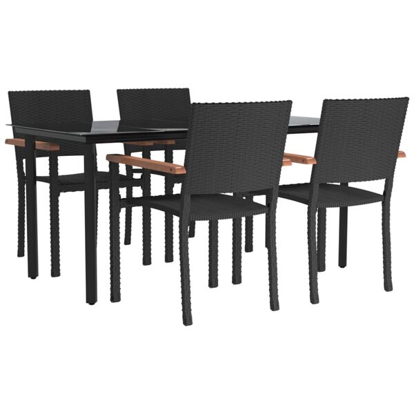 vidaXL Juego de comedor de jardín 5 piezas ratán sintético negro