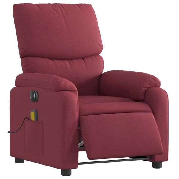 vidaXL Sill&oacute;n de masaje reclinable el&eacute;ctrico tela rojo tinto