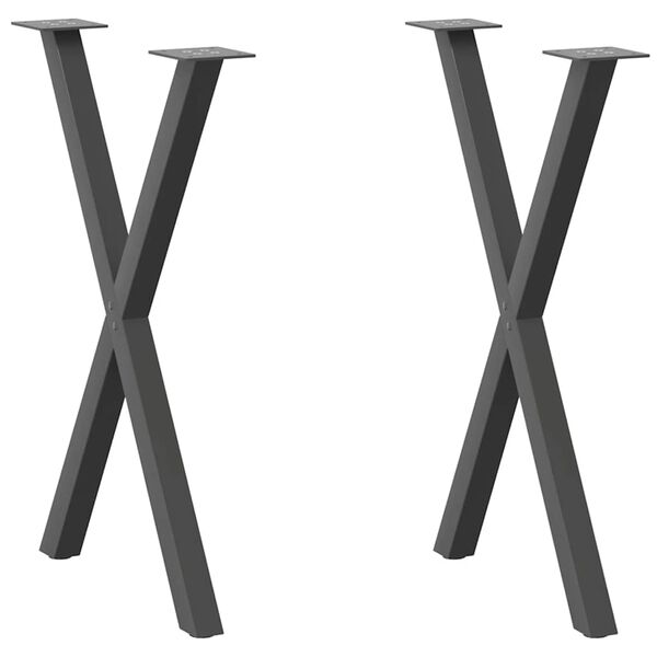 vidaXL Patas para mesa de comedor en forma de X (2 unidades), antracita, 57 x (72-73) cm, acero