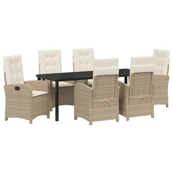 vidaXL Conjunto de Comedor de Jard&iacute;n 7 pcs Beige rat&aacute;n sint&eacute;tico