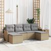 vidaXL Conjunto de sof&aacute; de jard&iacute;n 6 pcs beige y gris claro Polirat&aacute;n