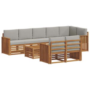 vidaXL Juegos de sof&aacute;s con coj&iacute;n 9 pcs Gris Natural y Claro