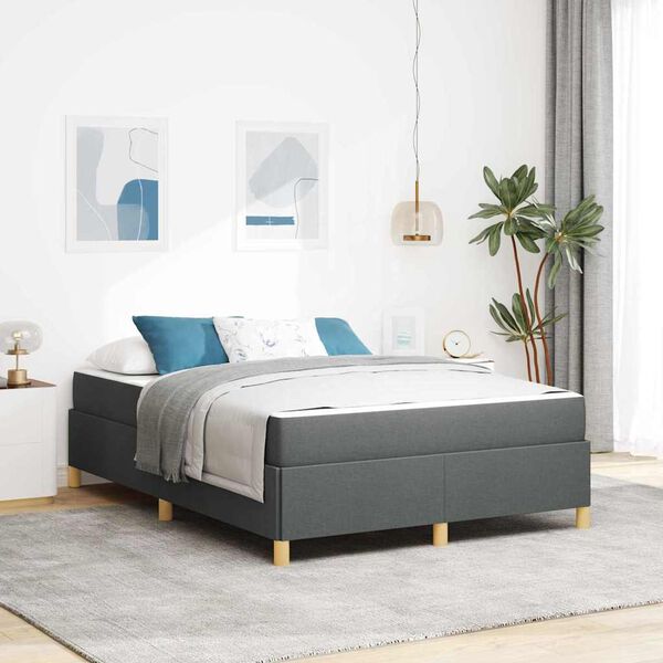 vidaXL Estructura de cama con colch&oacute;n Gris oscuro 160 x 200 cm tela