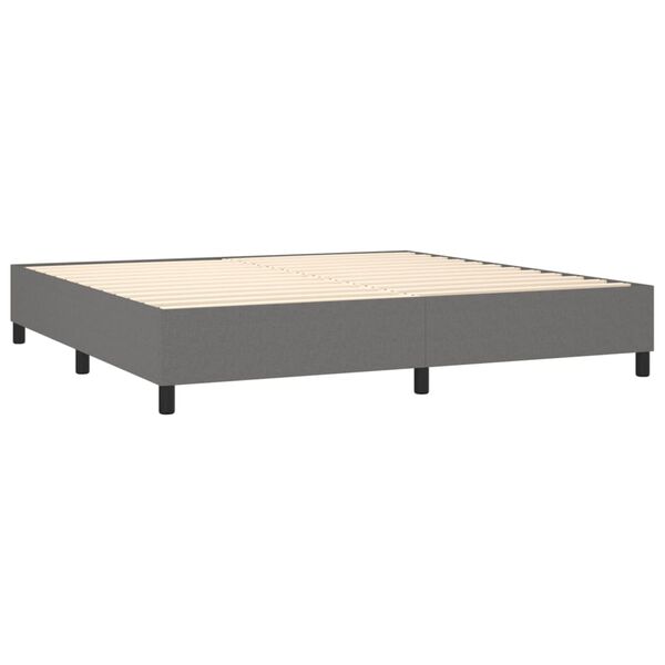 vidaXL Cama box spring con colch&oacute;n tela gris oscuro 200x200 cm