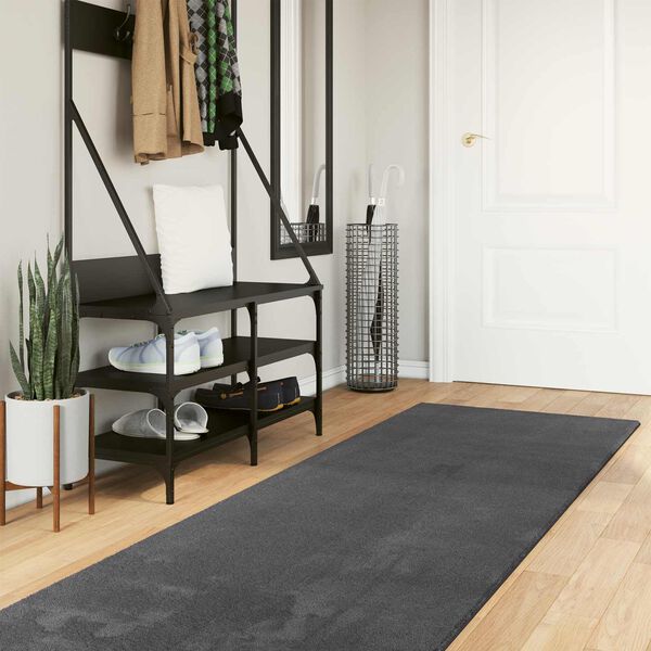 vidaXL Alfombras de &aacute;rea HUARTE Antracita 300 x 80 cm Poli&eacute;ster