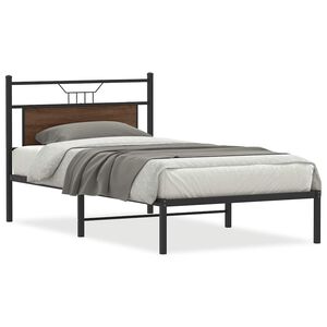 vidaXL Estructura de cama sin colch&oacute;n roble marr&oacute;n 107x203 cm