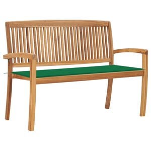 vidaXL Banco de jard&iacute;n apilable y coj&iacute;n madera maciza de teca 128,5 cm