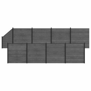 vidaXL Conjunto de valla 9 uds. 1484 x 186 cm WPC y Aluminio Gris