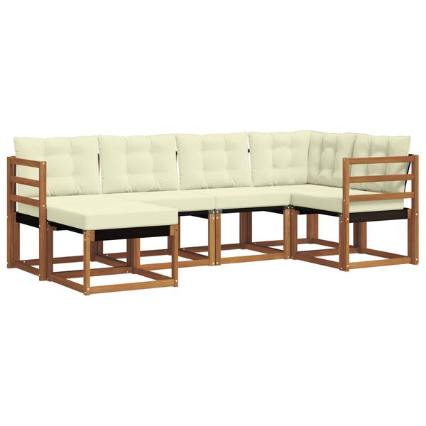 vidaXL Conjunto de sof&aacute;s de exterior con coj&iacute;n 6 pcs Natural y Crema