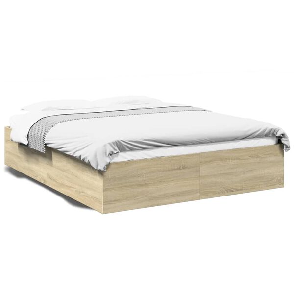 vidaXL Estructura de cama madera de ingenier&iacute;a roble Sonoma 160x200 cm