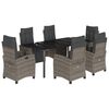 vidaXL Set comedor jard&iacute;n 7 pzas y cojines rat&aacute;n sint&eacute;tico gris