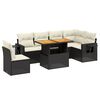 vidaXL Set de comedor de jard&iacute;n 7 pzas y cojines rat&aacute;n sint&eacute;tico negro