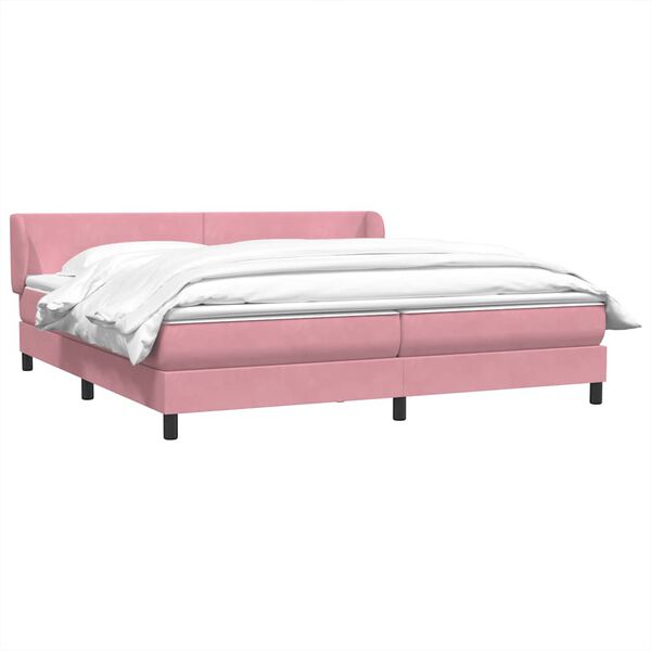 vidaXL Cama box spring con colchones terciopelo rosa 180x220 cm