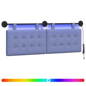 vidaXL Cabecero colgante Con luz LED Azul jeans Tela