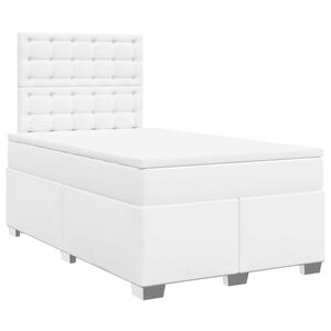 vidaXL Cama box spring con colch&oacute;n cuero sint&eacute;tico blanco 120x190 cm