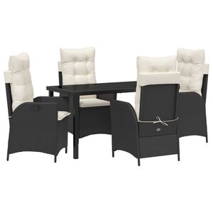 vidaXL Conjunto de Comedor de Jard&iacute;n 5 pcs Negro rat&aacute;n sint&eacute;tico