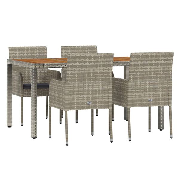 vidaXL Set comedor de jardín 5 piezas con cojines ratán sintético gris
