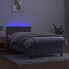 vidaXL Cama box spring colch&oacute;n y LED terciopelo gris claro 90x200 cm