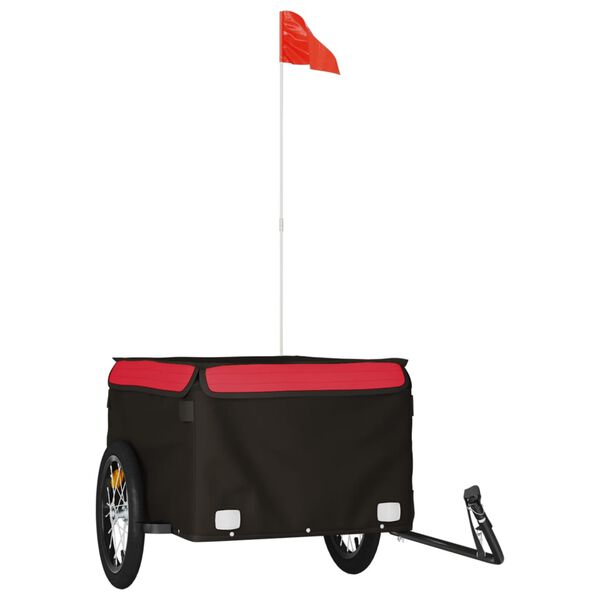 vidaXL Remolque para bicicleta hierro negro y rojo 45 kg