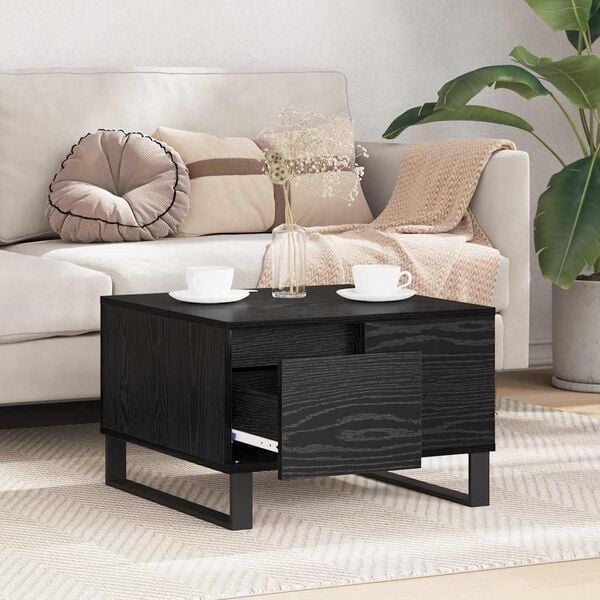 vidaXL Mesa de Caf&eacute; Roble Negro 55 x 55 x 36,5 cm Madera de ingenier&iacute;a