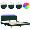 vidaXL Estructura de cama con LED sin colch&oacute;n terciopelo verde oscuro 180x200cm