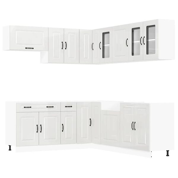 vidaXL Mueble cocina Kalmar blanco brillo 11 pzas madera contrachapada
