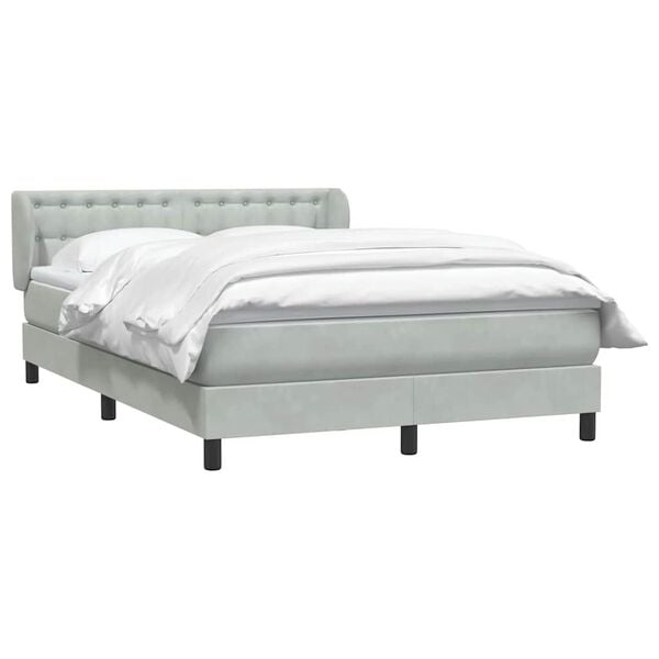 vidaXL Cama box spring con colch&oacute;n terciopelo gris claro 140x210 cm