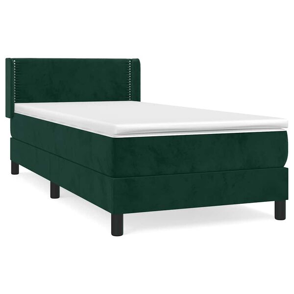 vidaXL Cama box spring con colch&oacute;n terciopelo verde oscuro 100x200 cm