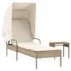 vidaXL Tumbona con capota y mesa rat&aacute;n sint&eacute;tico beige