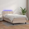 vidaXL Cama box spring colch&oacute;n LED cuero sint&eacute;tico capuchino 90x200 cm