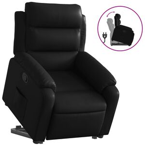 vidaXL Sill&oacute;n reclinable elevable cuero artificial negro