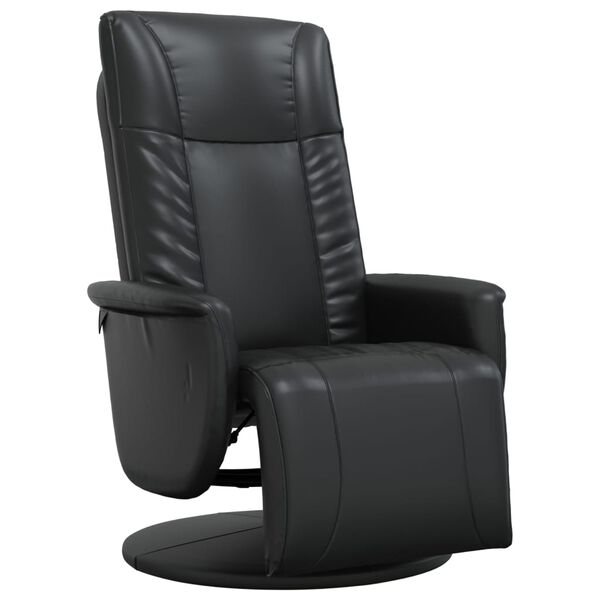 vidaXL Sill&oacute;n reclinable con reposapi&eacute;s cuero sint&eacute;tico negro