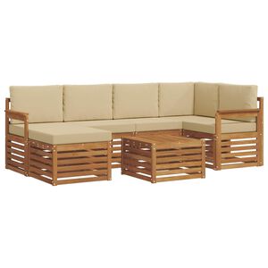 vidaXL Conjunto de Sof&aacute; Seccional con coj&iacute;n 7 pcs Natural y Beige