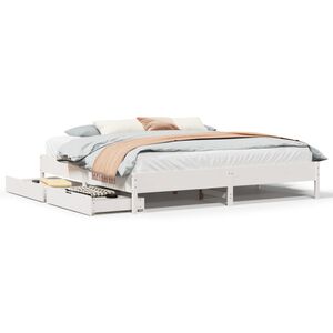 vidaXL Estructura de cama sin colch&oacute;n madera maciza blanca 200x200 cm