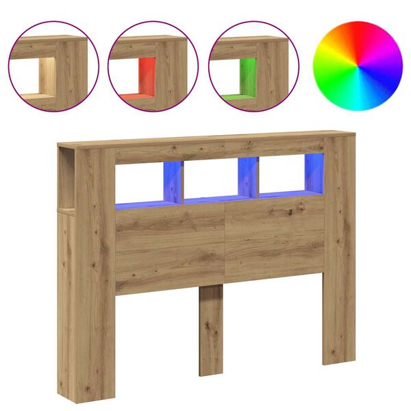 vidaXL Cabecero LED madera ingenier&iacute;a roble artisan 140x18,5x103,5 cm