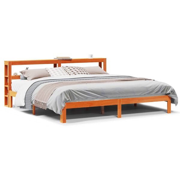 vidaXL Cama sin colchón madera maciza de pino marrón cera 180x200 cm